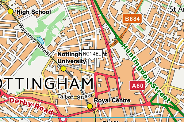 NG1 4EL map - OS VectorMap District (Ordnance Survey)