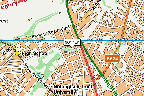 NG1 4EP map - OS VectorMap District (Ordnance Survey)