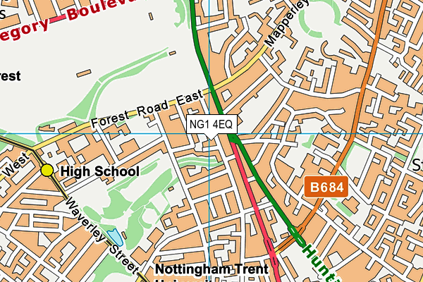 NG1 4EQ map - OS VectorMap District (Ordnance Survey)