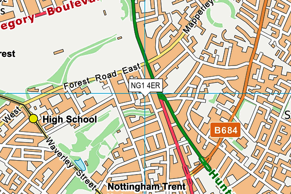 NG1 4ER map - OS VectorMap District (Ordnance Survey)