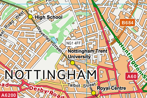 NG1 4FF map - OS VectorMap District (Ordnance Survey)