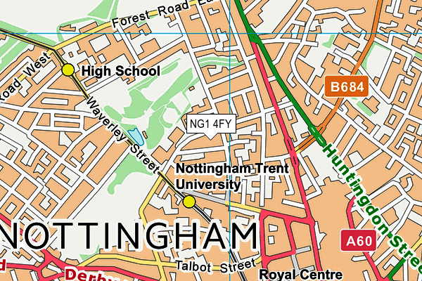 NG1 4FY map - OS VectorMap District (Ordnance Survey)