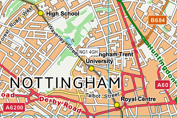Nottingham Trent University (City Campus Byron Sports Hall) (Closed) map (NG1 4GH) - OS VectorMap District (Ordnance Survey)