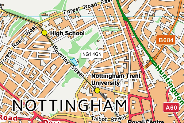 NG1 4GN map - OS VectorMap District (Ordnance Survey)