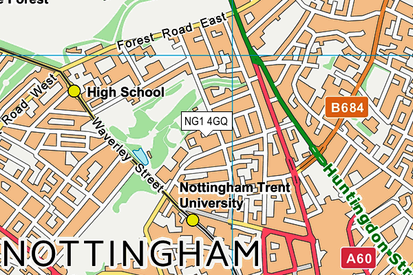 NG1 4GQ map - OS VectorMap District (Ordnance Survey)