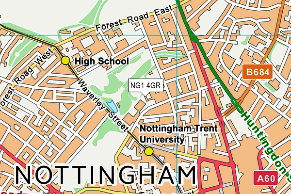 NG1 4GR map - OS VectorMap District (Ordnance Survey)