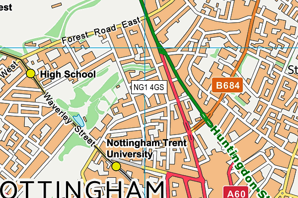 NG1 4GS map - OS VectorMap District (Ordnance Survey)