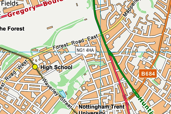 NG1 4HA map - OS VectorMap District (Ordnance Survey)