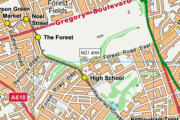 NG1 4HH map - OS VectorMap District (Ordnance Survey)