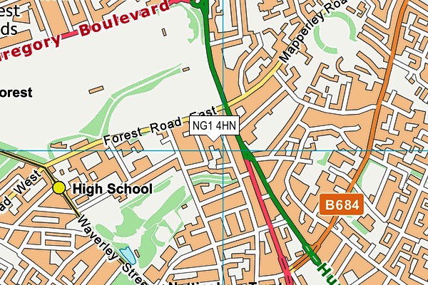 NG1 4HN map - OS VectorMap District (Ordnance Survey)