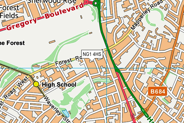 NG1 4HS map - OS VectorMap District (Ordnance Survey)