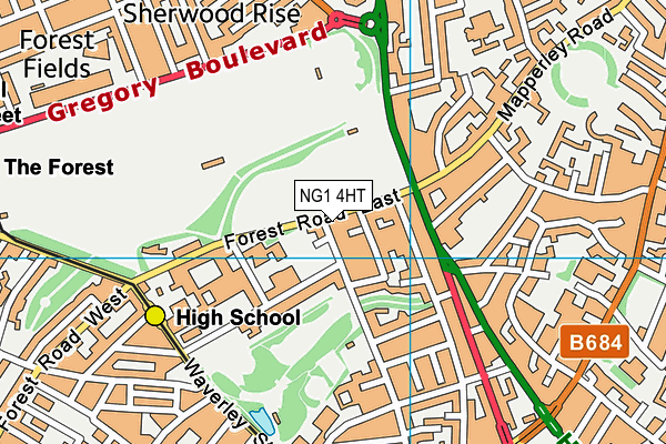 NG1 4HT map - OS VectorMap District (Ordnance Survey)