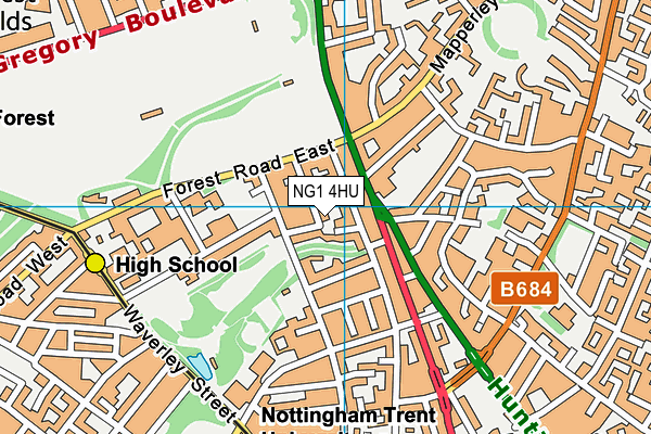 NG1 4HU map - OS VectorMap District (Ordnance Survey)