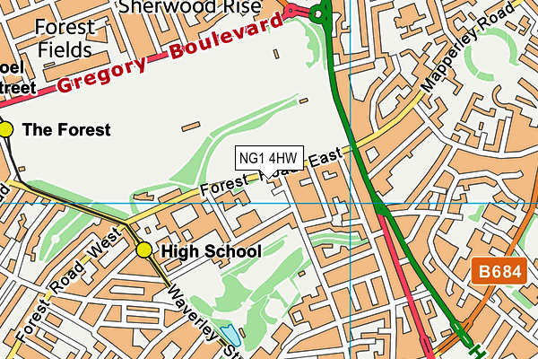 NG1 4HW map - OS VectorMap District (Ordnance Survey)