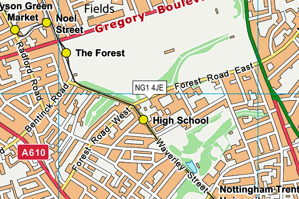 NG1 4JE map - OS VectorMap District (Ordnance Survey)