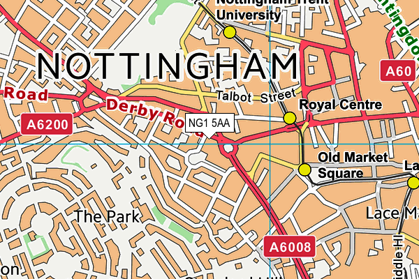 NG1 5AA map - OS VectorMap District (Ordnance Survey)