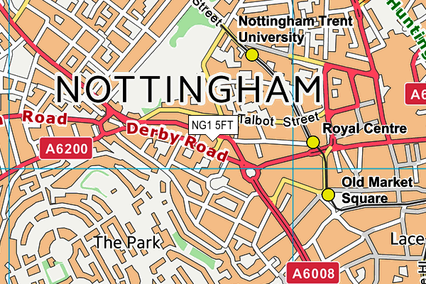 NG1 5FT map - OS VectorMap District (Ordnance Survey)