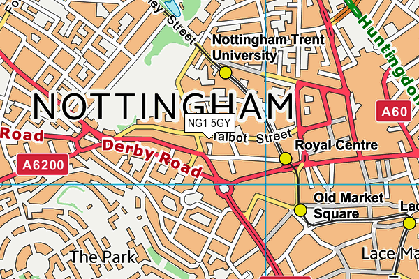 NG1 5GY map - OS VectorMap District (Ordnance Survey)