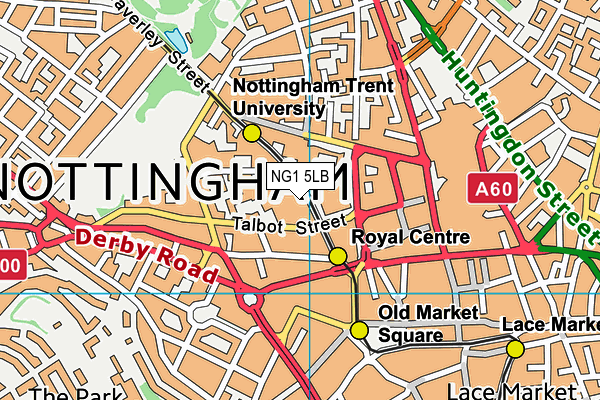 NG1 5LB map - OS VectorMap District (Ordnance Survey)