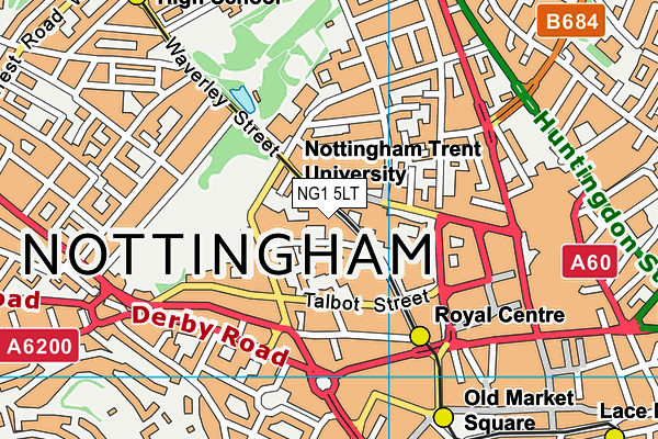 Nottingham Trent University (City Campus O2 Max Gym) (Closed) map (NG1 5LT) - OS VectorMap District (Ordnance Survey)