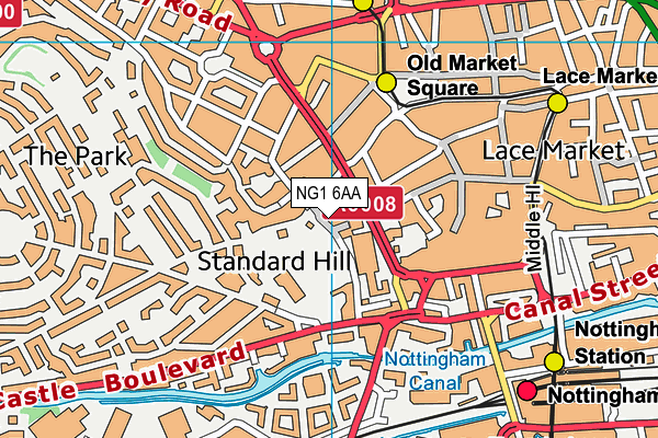 NG1 6AA map - OS VectorMap District (Ordnance Survey)