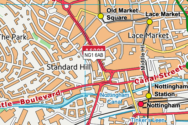 Nottingham College (Maid Marian Way Campus) map (NG1 6AB) - OS VectorMap District (Ordnance Survey)