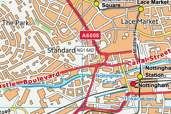 NG1 6AD map - OS VectorMap District (Ordnance Survey)