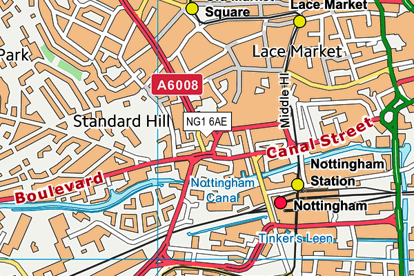 NG1 6AE map - OS VectorMap District (Ordnance Survey)