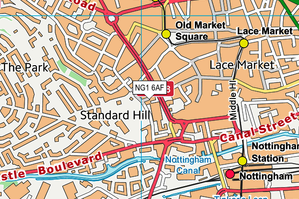 NG1 6AF map - OS VectorMap District (Ordnance Survey)