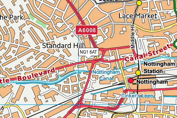 NG1 6AT map - OS VectorMap District (Ordnance Survey)