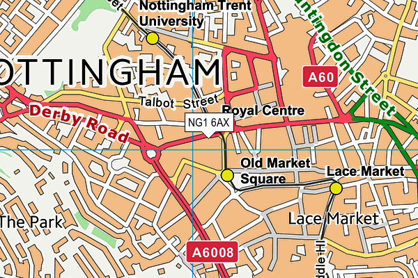 NG1 6AX map - OS VectorMap District (Ordnance Survey)