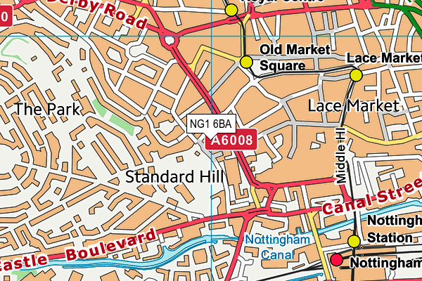 NG1 6BA map - OS VectorMap District (Ordnance Survey)