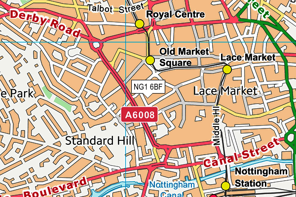 NG1 6BF map - OS VectorMap District (Ordnance Survey)