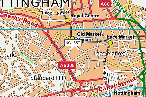 NG1 6BT map - OS VectorMap District (Ordnance Survey)