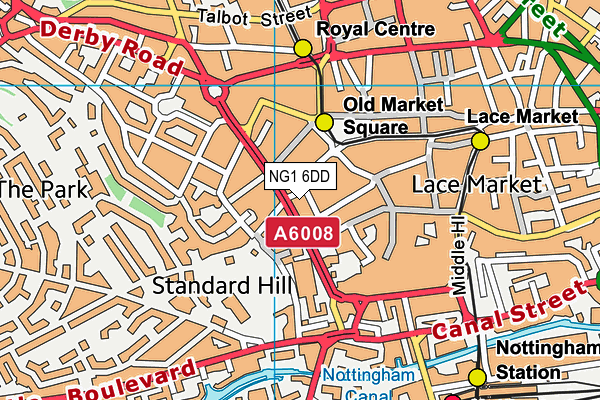 NG1 6DD map - OS VectorMap District (Ordnance Survey)