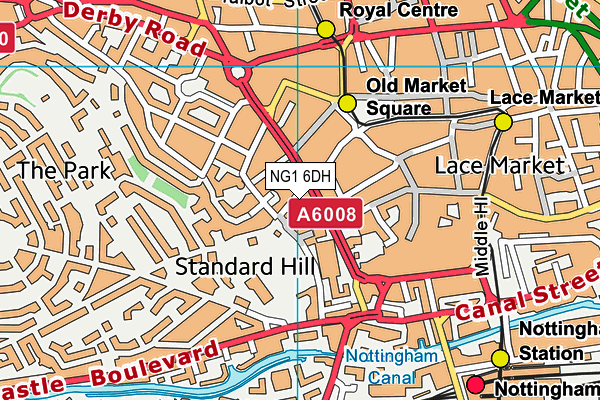 NG1 6DH map - OS VectorMap District (Ordnance Survey)