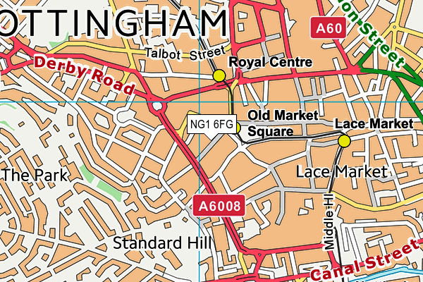 NG1 6FG map - OS VectorMap District (Ordnance Survey)