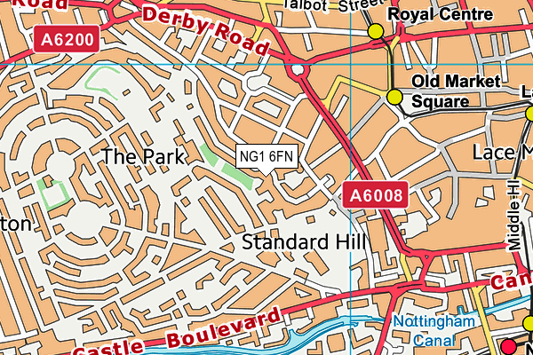 NG1 6FN map - OS VectorMap District (Ordnance Survey)