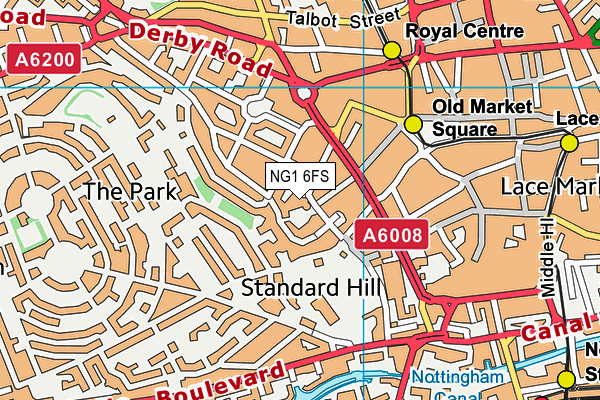 NG1 6FS map - OS VectorMap District (Ordnance Survey)