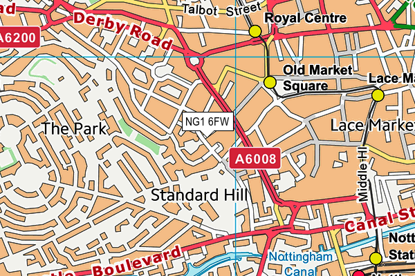 NG1 6FW map - OS VectorMap District (Ordnance Survey)