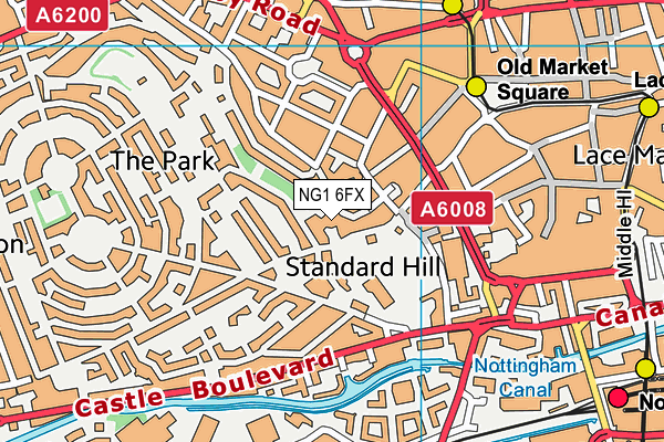 NG1 6FX map - OS VectorMap District (Ordnance Survey)