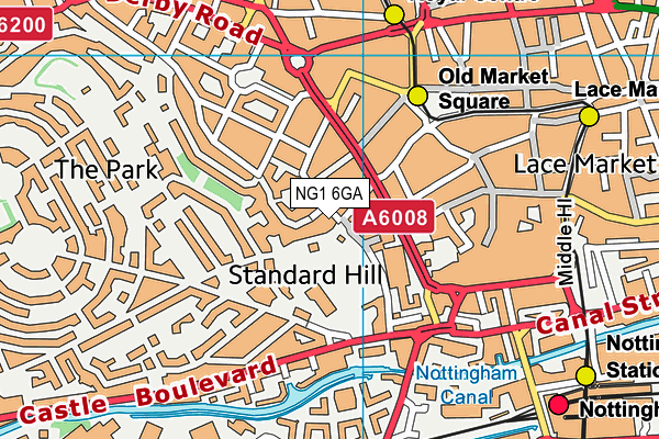 NG1 6GA map - OS VectorMap District (Ordnance Survey)