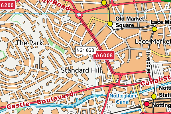 NG1 6GB map - OS VectorMap District (Ordnance Survey)