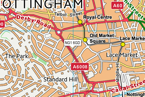 NG1 6GD map - OS VectorMap District (Ordnance Survey)