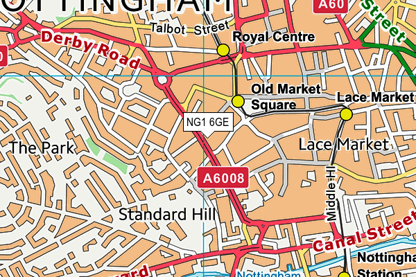 NG1 6GE map - OS VectorMap District (Ordnance Survey)