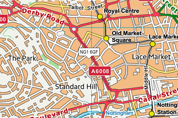 NG1 6GF map - OS VectorMap District (Ordnance Survey)