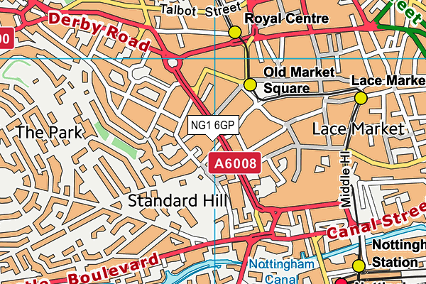 NG1 6GP map - OS VectorMap District (Ordnance Survey)