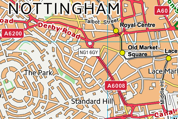 NG1 6GY map - OS VectorMap District (Ordnance Survey)