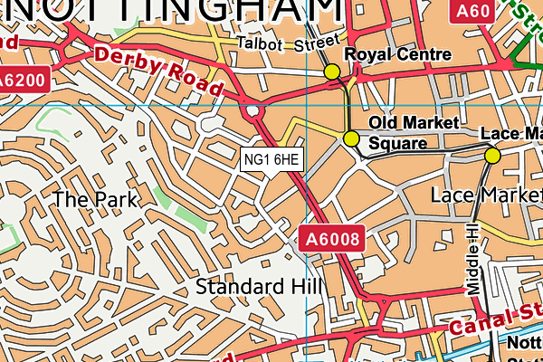 NG1 6HE map - OS VectorMap District (Ordnance Survey)