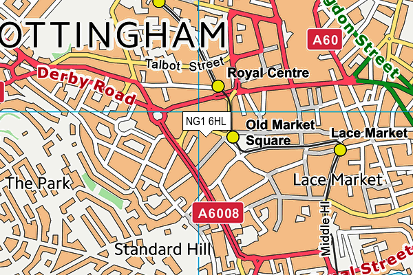 NG1 6HL map - OS VectorMap District (Ordnance Survey)